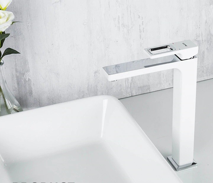 Смеситель д/раковины GAPPO G1017-2 латунь /белый /высокий  (высокий, Ø35, на гайке) - миниатюра №3