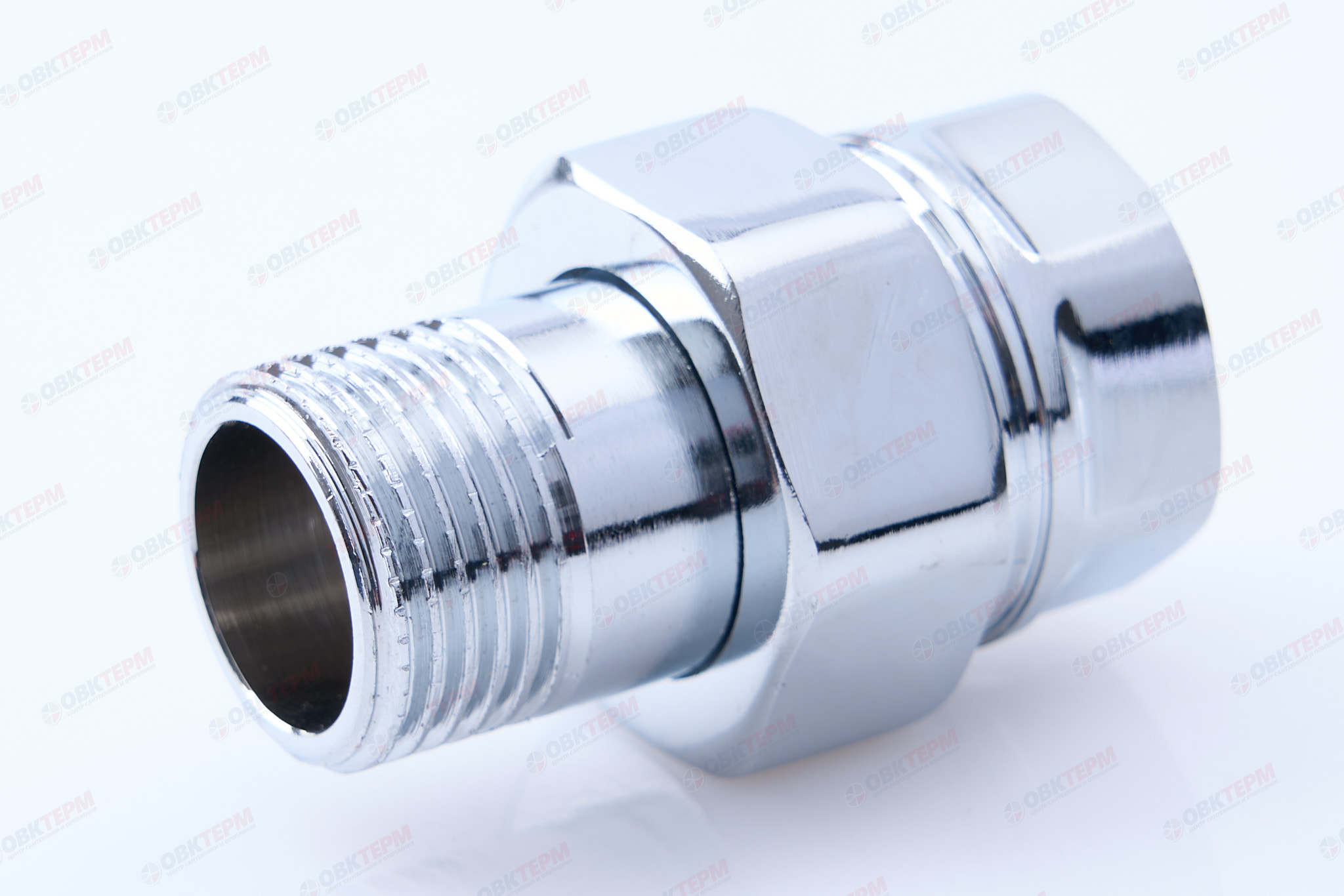 Американка   KOER  ХРОМ   1/2"  прямая  усиленная  (180/45 шт) - изображение №1