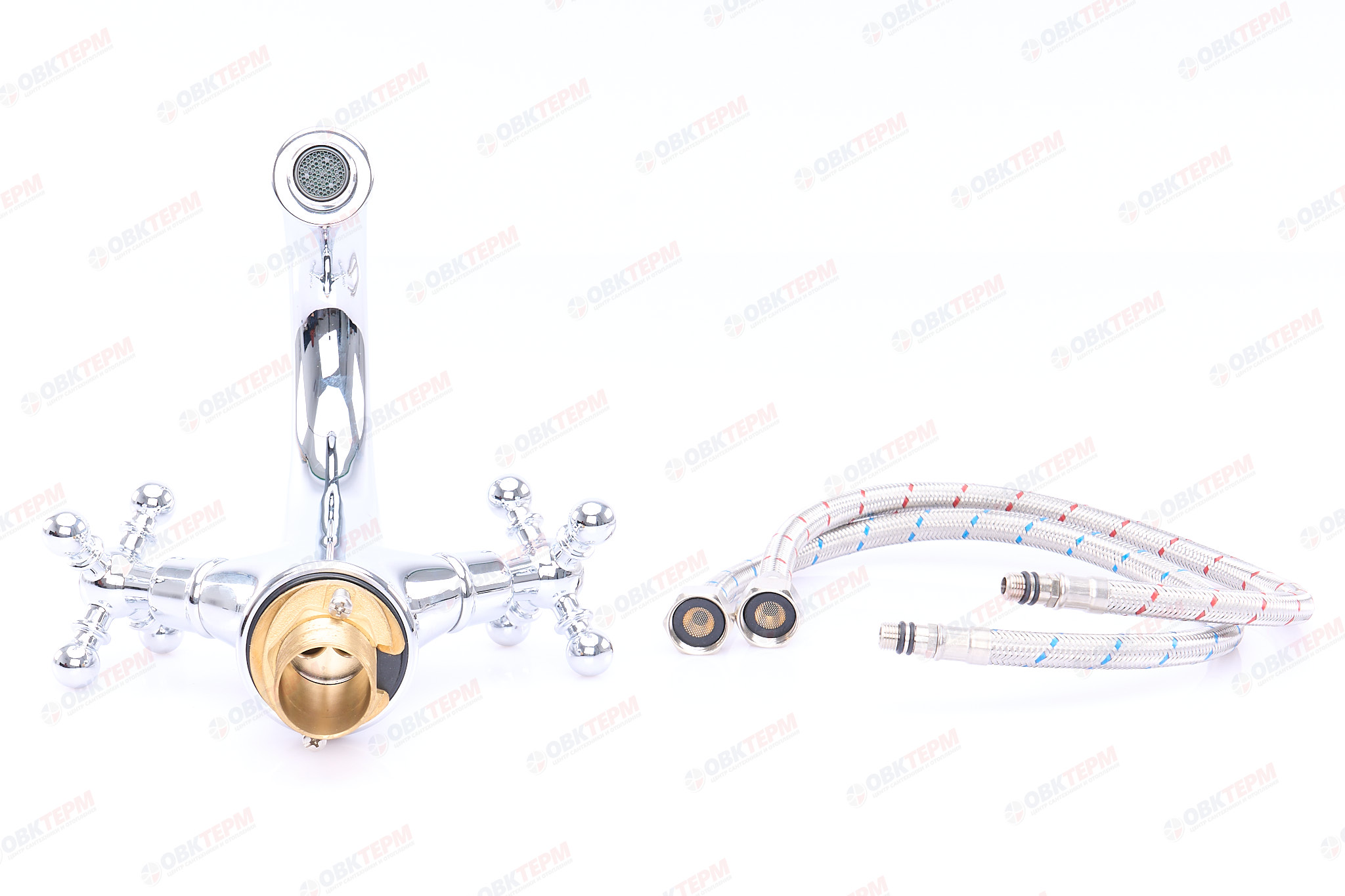 Смеситель д/раковины буксовый GAPPO G1089 латунь /хром (на гайке, керам. кран-буксы) - миниатюра №6