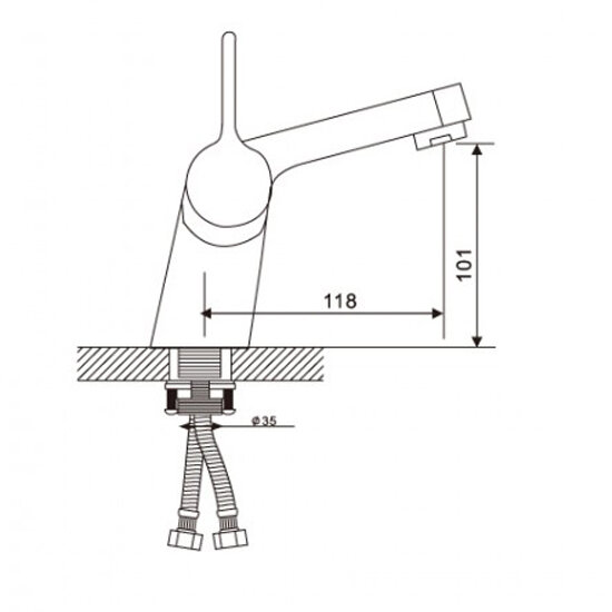 Смеситель д/раковины GAPPO G1204 латунь /хром (Ø35, на гайке, с гигиенич. лейкой) - миниатюра №3