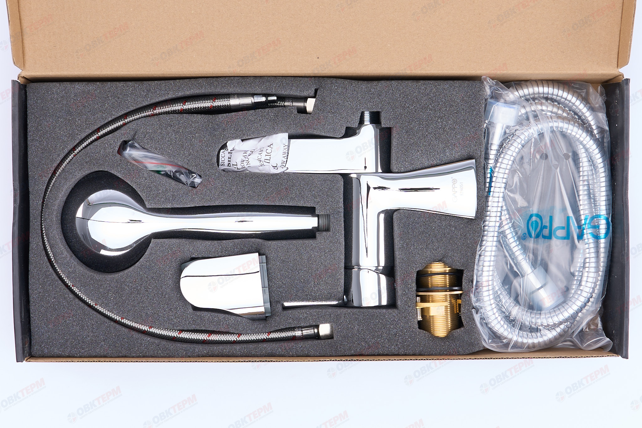 Смеситель д/раковины GAPPO G1204 латунь /хром (Ø35, на гайке, с гигиенич. лейкой) - миниатюра №7