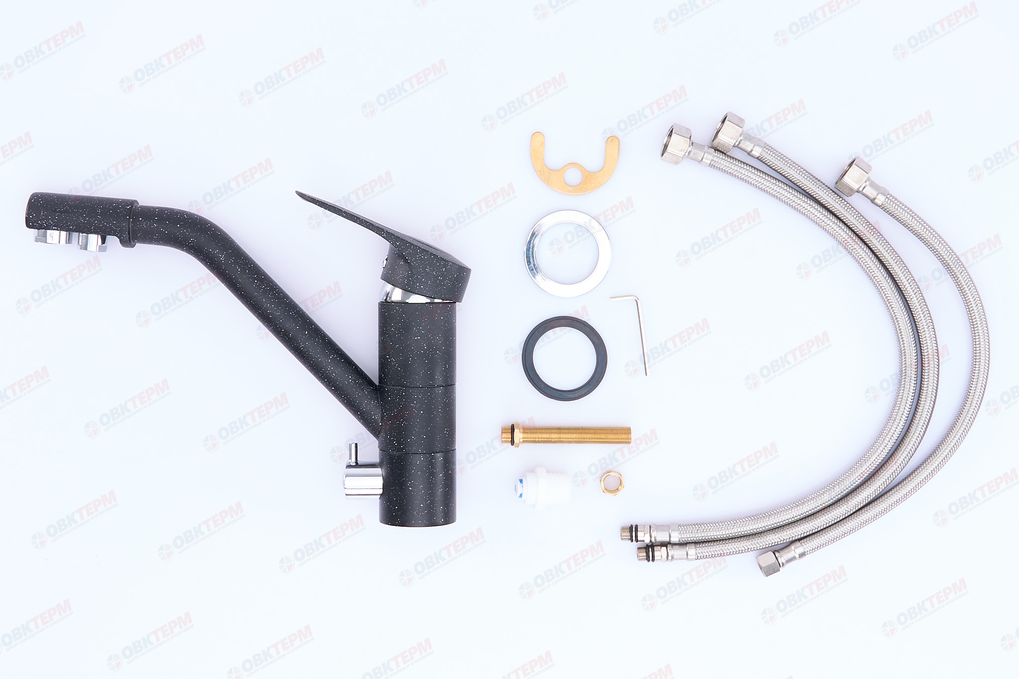 Смеситель для кухни под ФИЛЬТР Ulgran  010 (308)  (черный) - Изображение №4