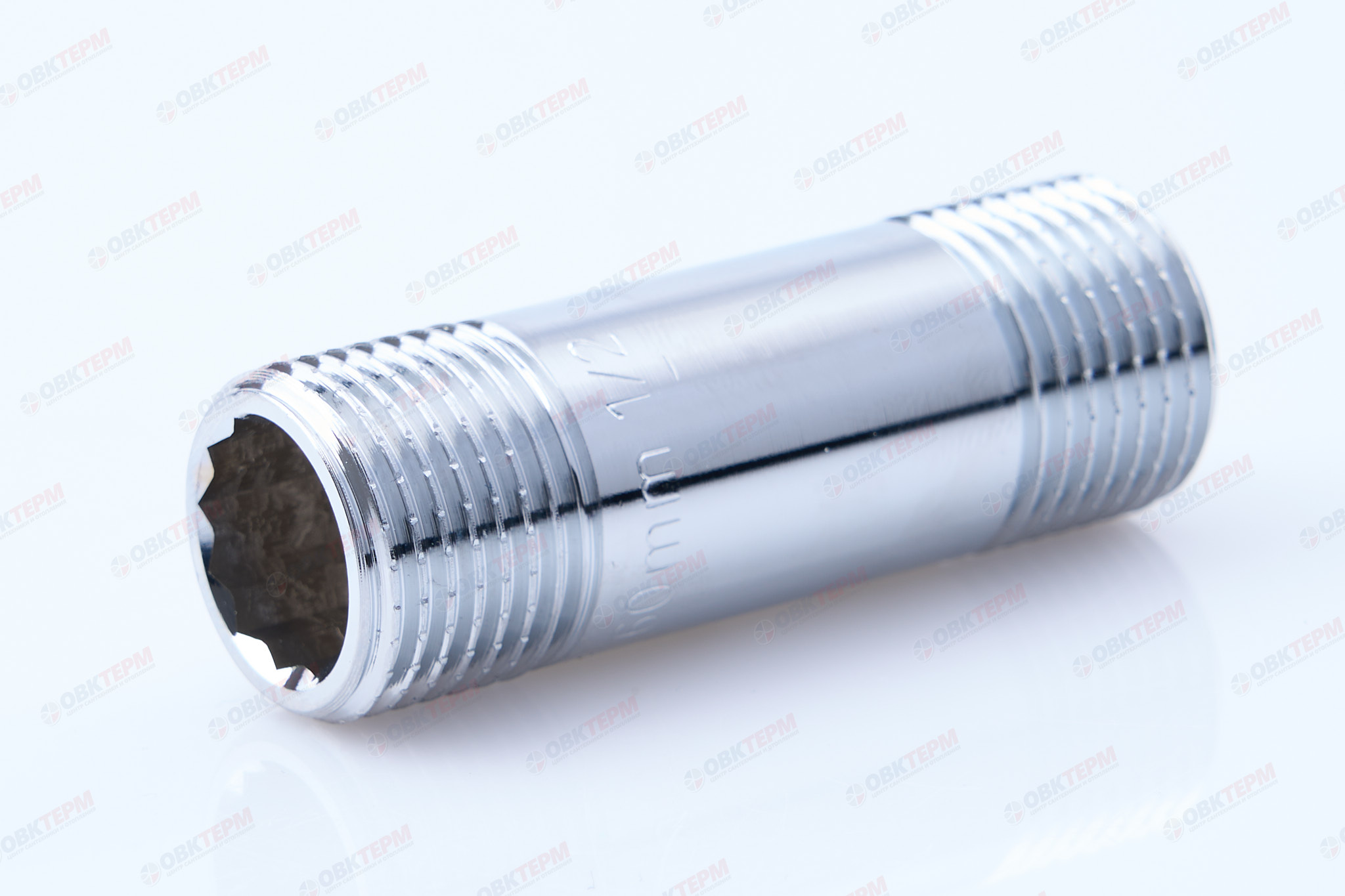 Ниппель 1/2" х 1/2" 60мм   Хром  TIM   (10шт) - Изображение №1