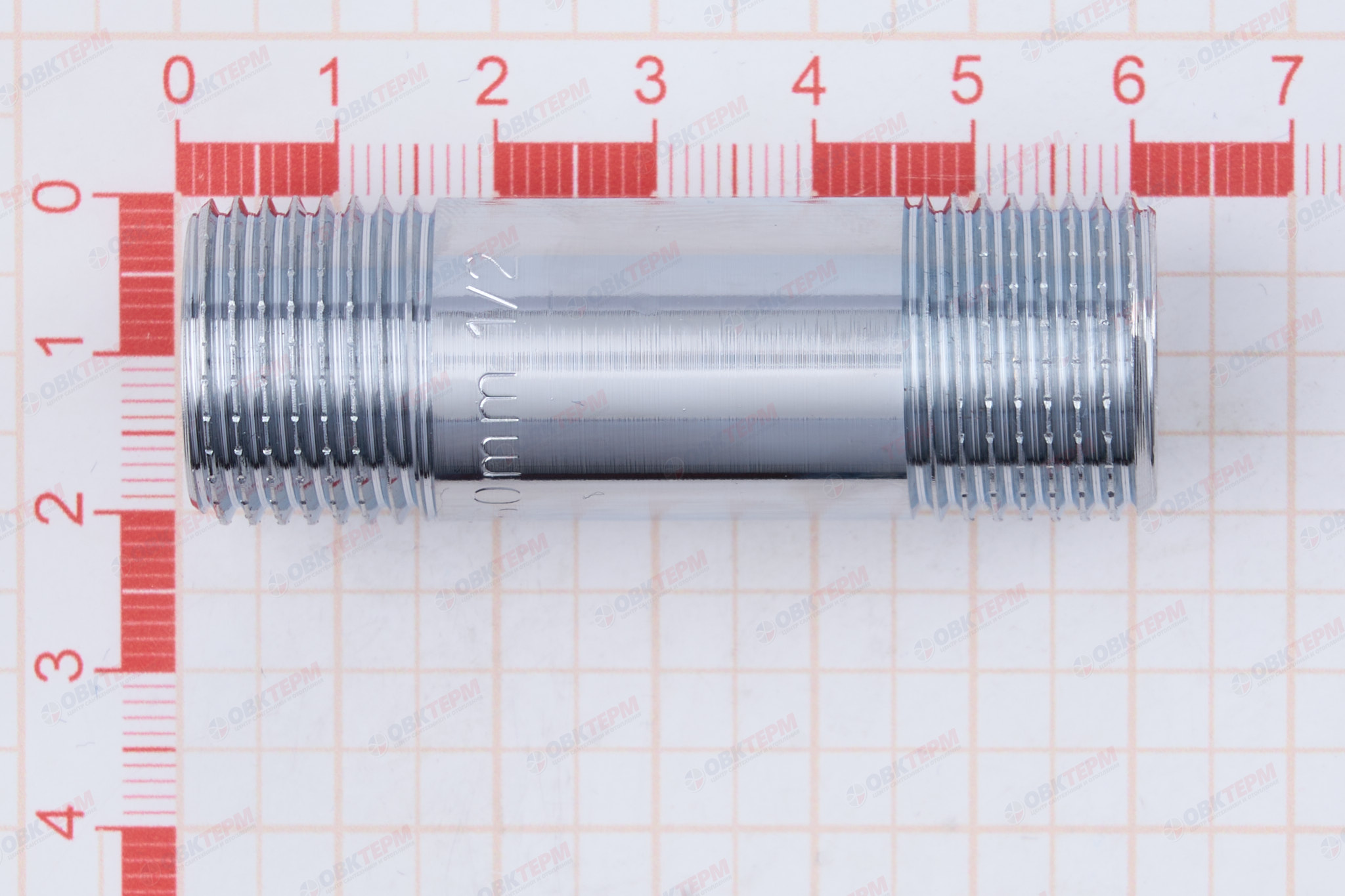 Ниппель 1/2" х 1/2" 60мм   Хром  TIM   (10шт) - Изображение №5