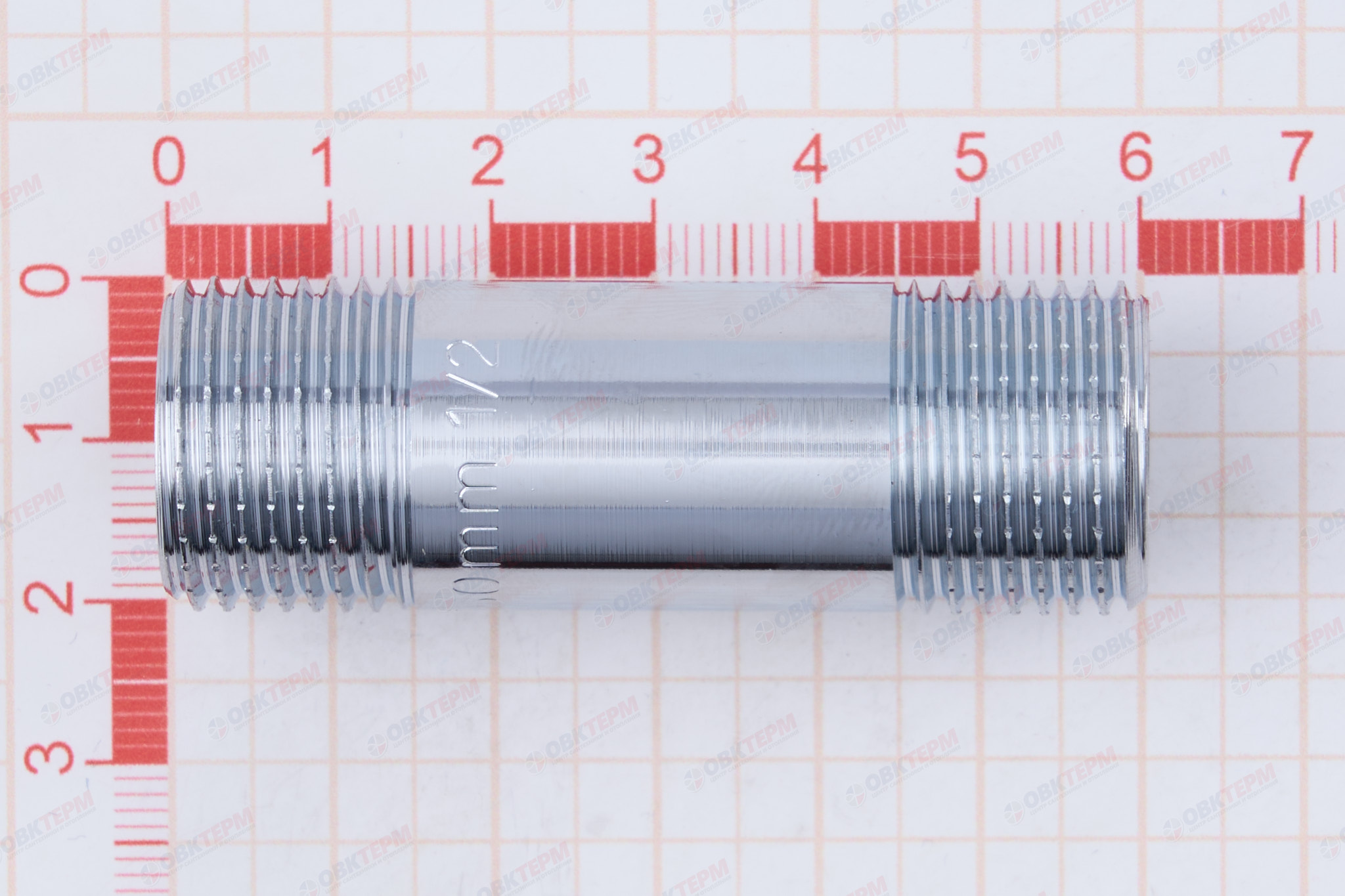 Ниппель 1/2" х 1/2" 60мм   Хром  TIM   (10шт) - миниатюра №6