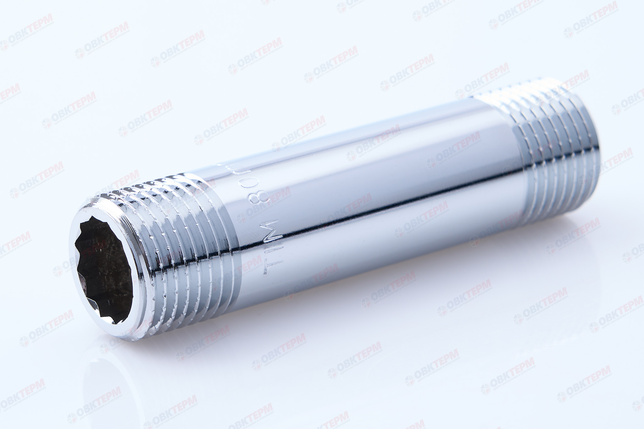 Ниппель 1/2" х 1/2" 80мм   Хром  TIM - Изображение №1