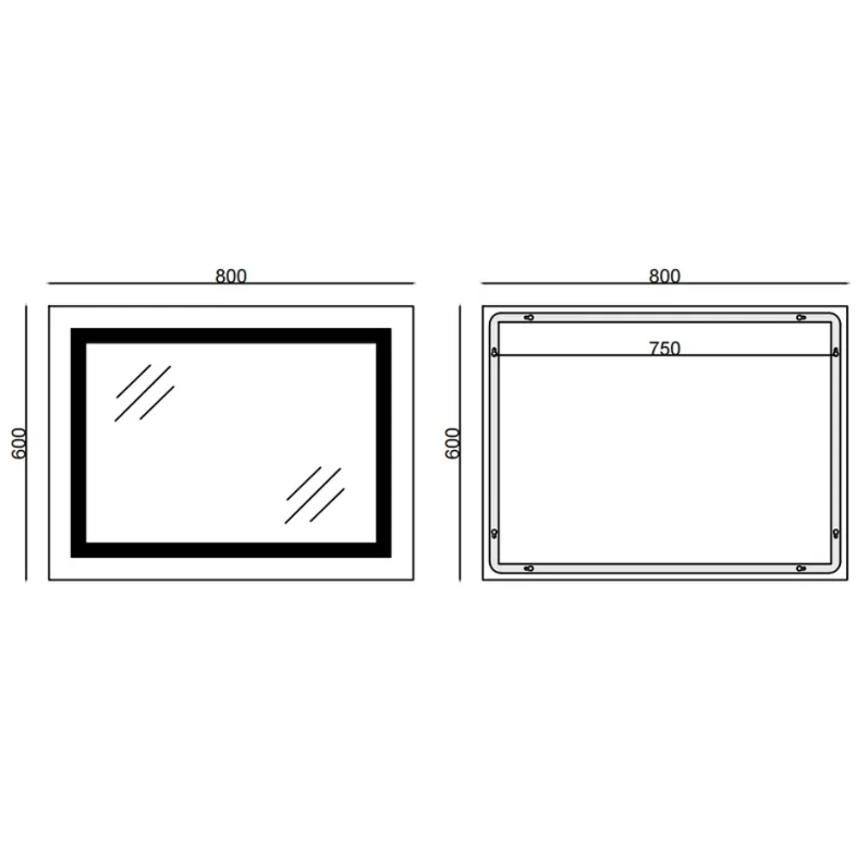 MIXXUS STYLE MR03-80x60 Зеркало с LED Touch, Anti-fog, димером, регулятором яркости, часами - Изображение №2