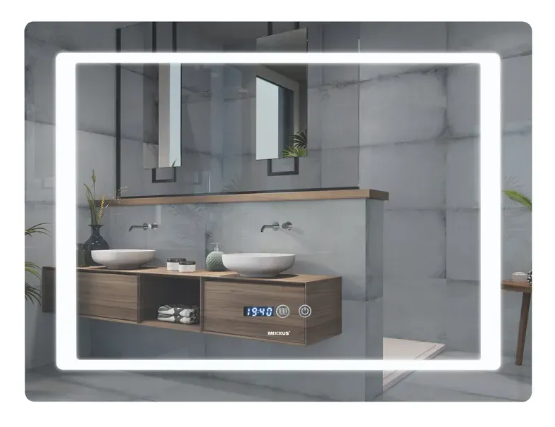 MIXXUS STYLE MR03-80x60 Зеркало с LED Touch, Anti-fog, димером, регулятором яркости, часами - Изображение №4