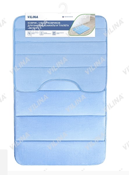 Комплект ковриков для в/к Vilina "Велюр" 600х100/500х600 - Изображение №1