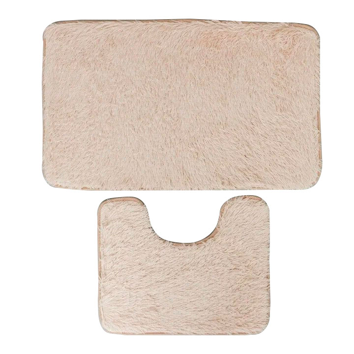 Набор ковриков для ванной и туалета Доляна «Пушистик», 2 шт: 40×50, 50×80 см цвет бежевый - Изображение №1