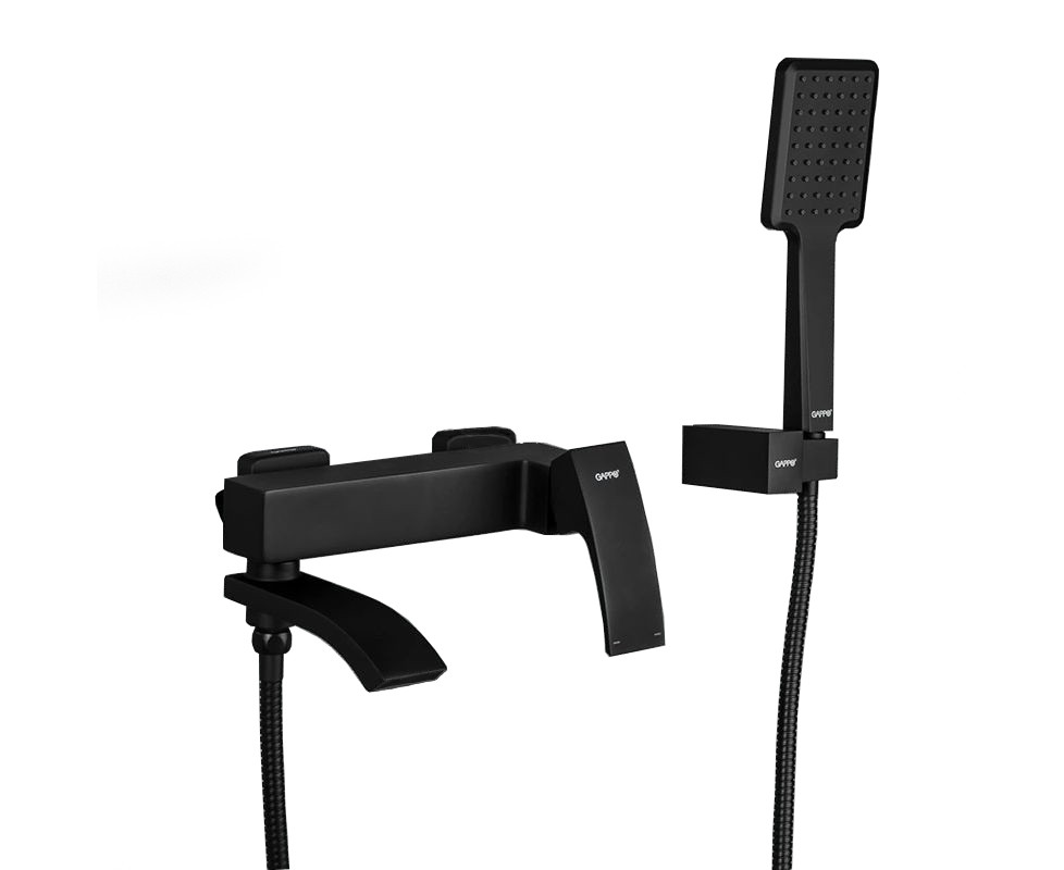 Смеситель д/ванны GAPPO G3207-6 латунь /черный /Ø35мм /лейка 1 реж - Изображение №1