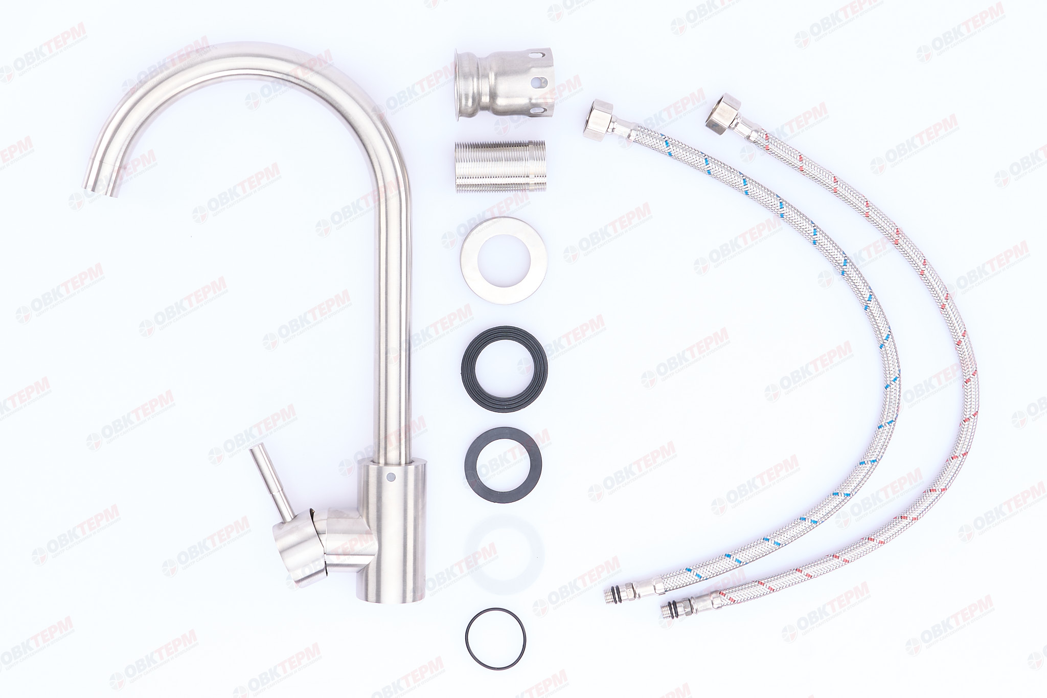 Смеситель д/кухни нерж/сталь ZERIX - SUS-011   (катридж 35мм, на ГАЙКЕ)  10 шт/ящ - миниатюра №3