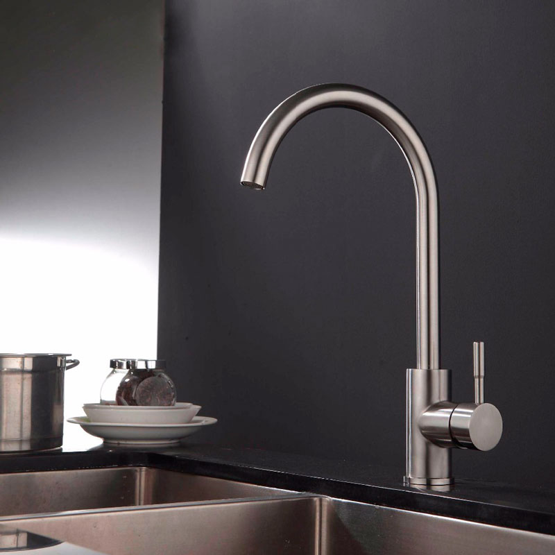 Смеситель д/кухни нерж/сталь ZERIX - SUS-011   (катридж 35мм, на ГАЙКЕ)  10 шт/ящ - миниатюра №2