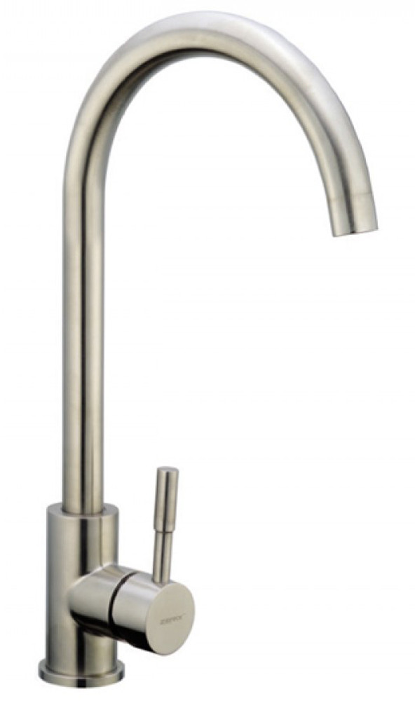 Смеситель д/кухни нерж/сталь ZERIX - SUS-011   (катридж 35мм, на ГАЙКЕ)  10 шт/ящ - изображение №1