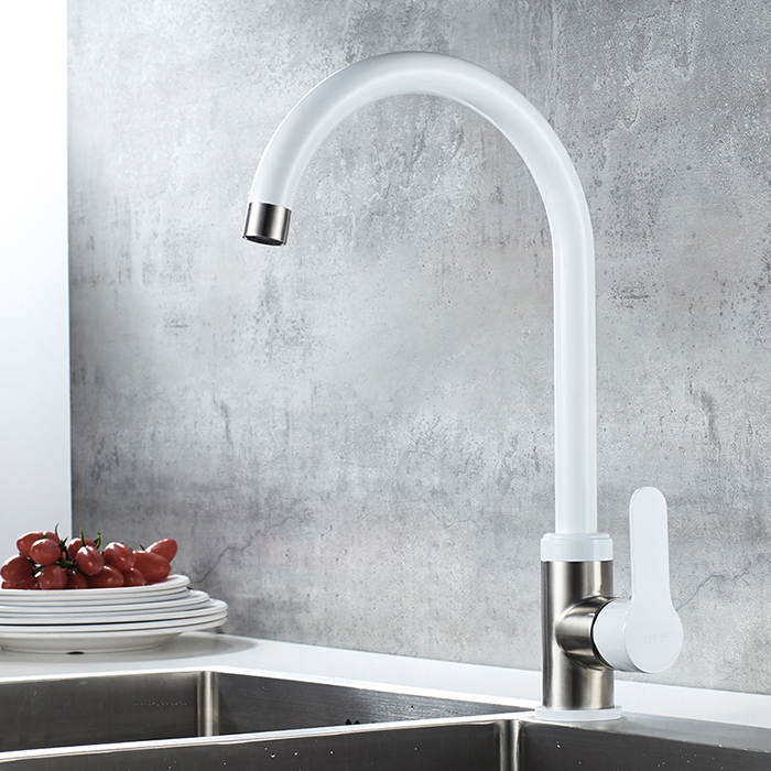 Смеситель д/кухни нерж/сталь ZERIX MADRID-011 WHITE (белый) (10 шт/ящ) - миниатюра №2