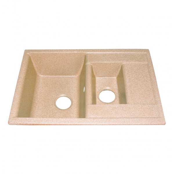 Мойка прямоугольная двойная 750*510мм Hiekka Beige GRANMILL 30 беж - Изображение №1