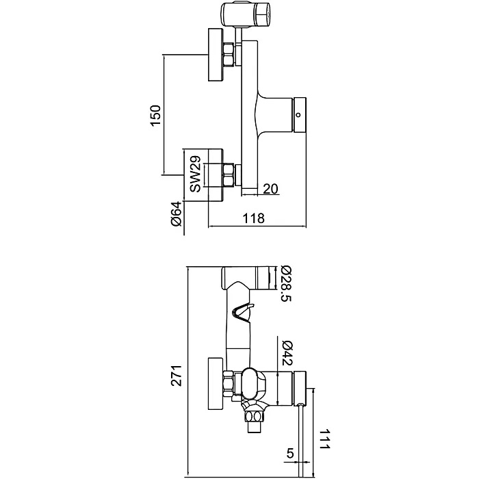 Смеситель с гигиеническим душем FRAP F2067 латунь /хром - миниатюра №2