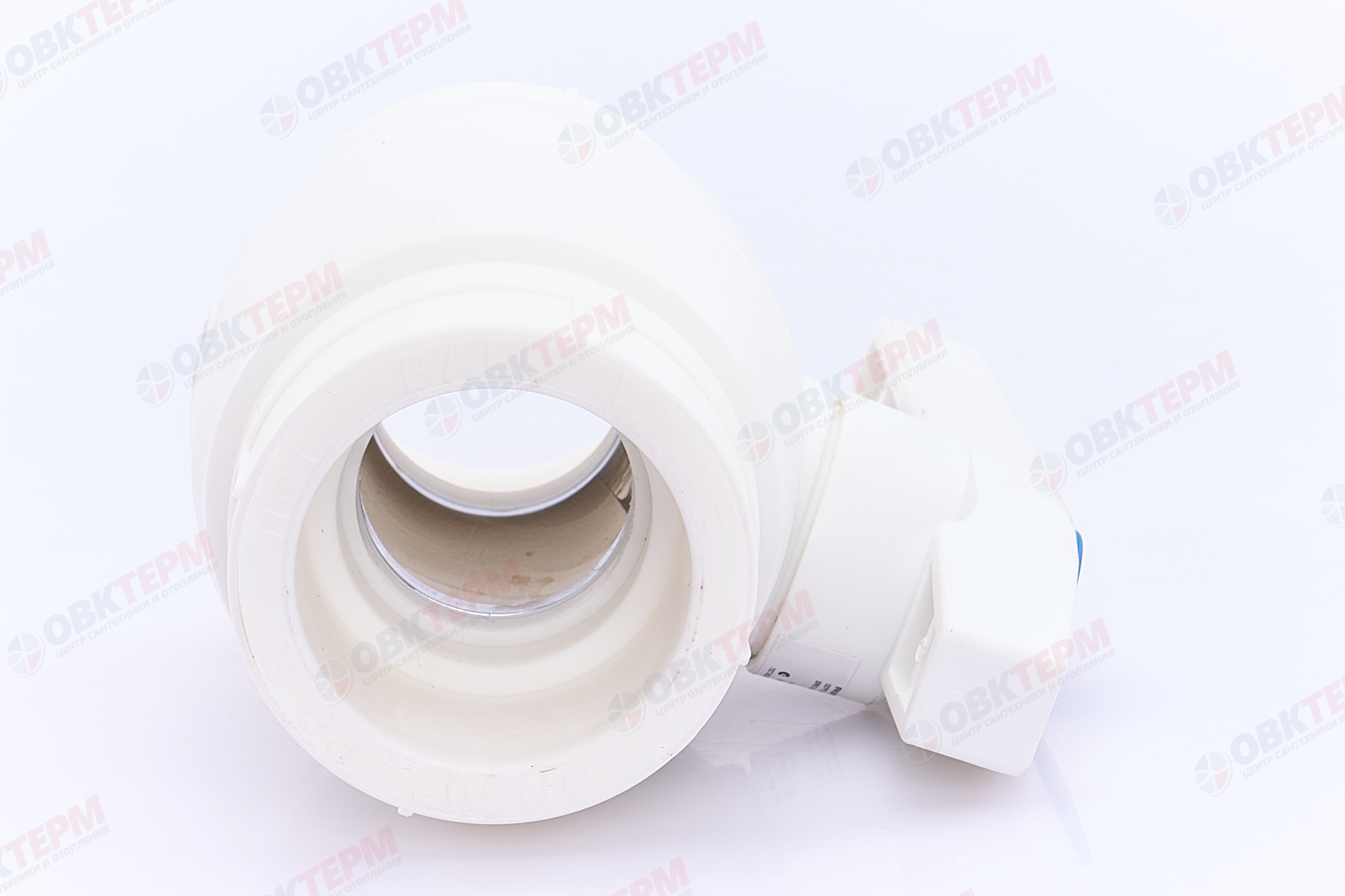 Кран пластиковый шаровый  50  (латунный  шар)  стандарт  БЕЛЫЙ PP-R   (RTP)    (6/1) - миниатюра №4