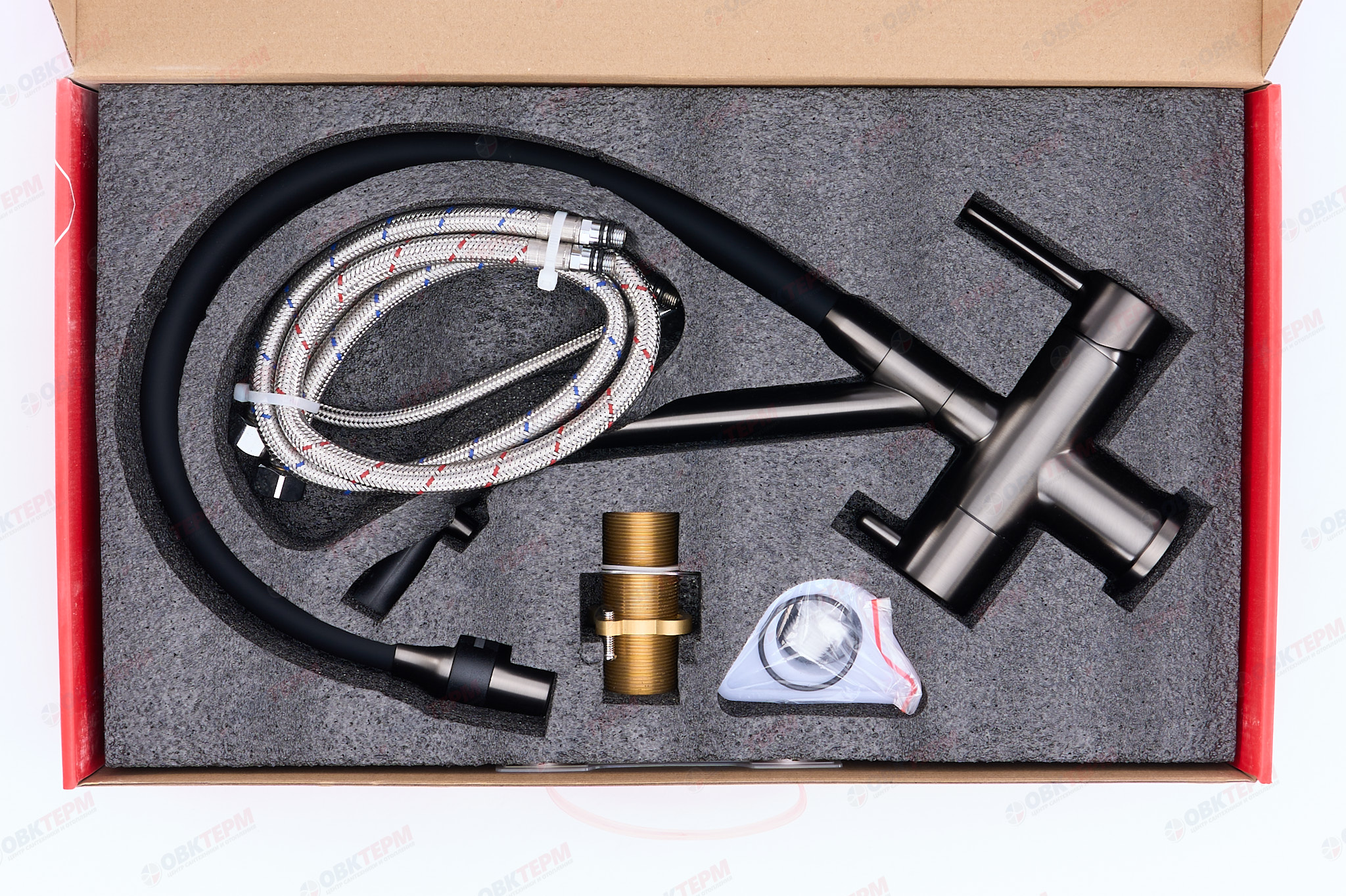 Смеситель д/кухни под ФИЛЬТР KOER KB-72006-07 (Цвет графит+силик.излив черный) (8шт/ящ) - миниатюра №6