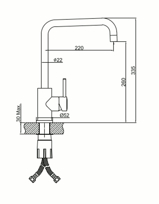 Смеситель д/кухни нерж/сталь ZERIX - SAS-011G  10 шт/ящ - миниатюра №2