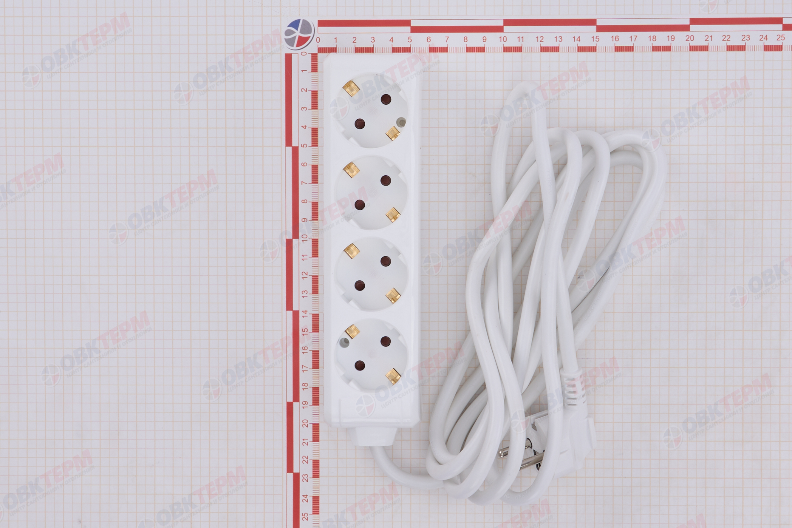 Удлинитель четырёхместный 3м с/з,  3х1.5 10А, белый, TOKOV LIGHT - Изображение №5