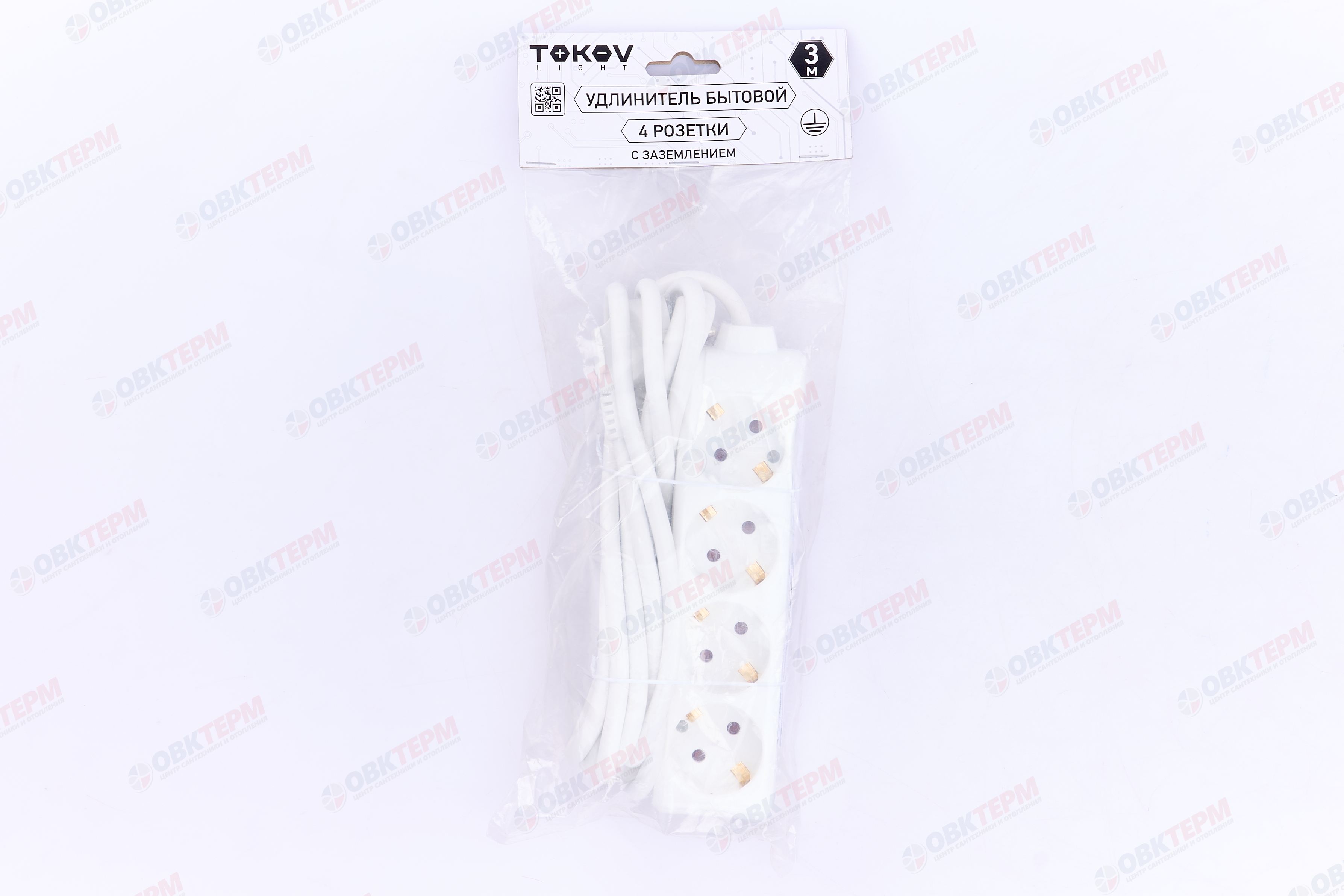 Удлинитель четырёхместный 3м с/з,  3х1.5 10А, белый, TOKOV LIGHT - миниатюра №6