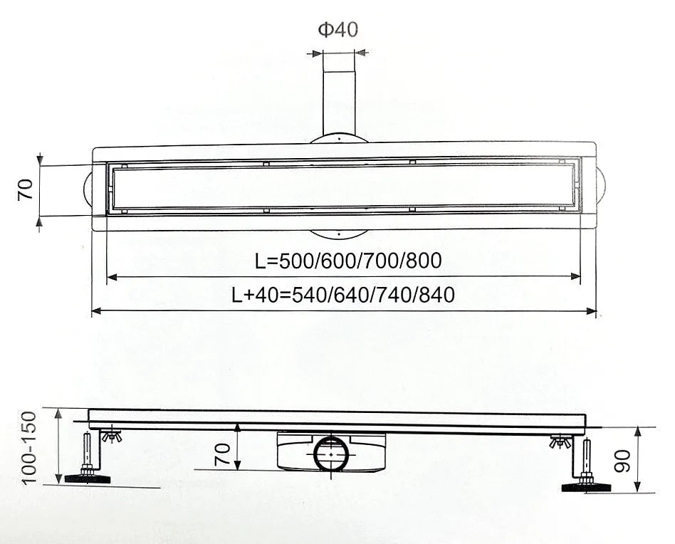 Трап-лоток 60 см под кладку плитки черный (сухой + гидрозатвор)  ZEISSLER BAD556002BK (1шт/4шт упак) - Изображение №3