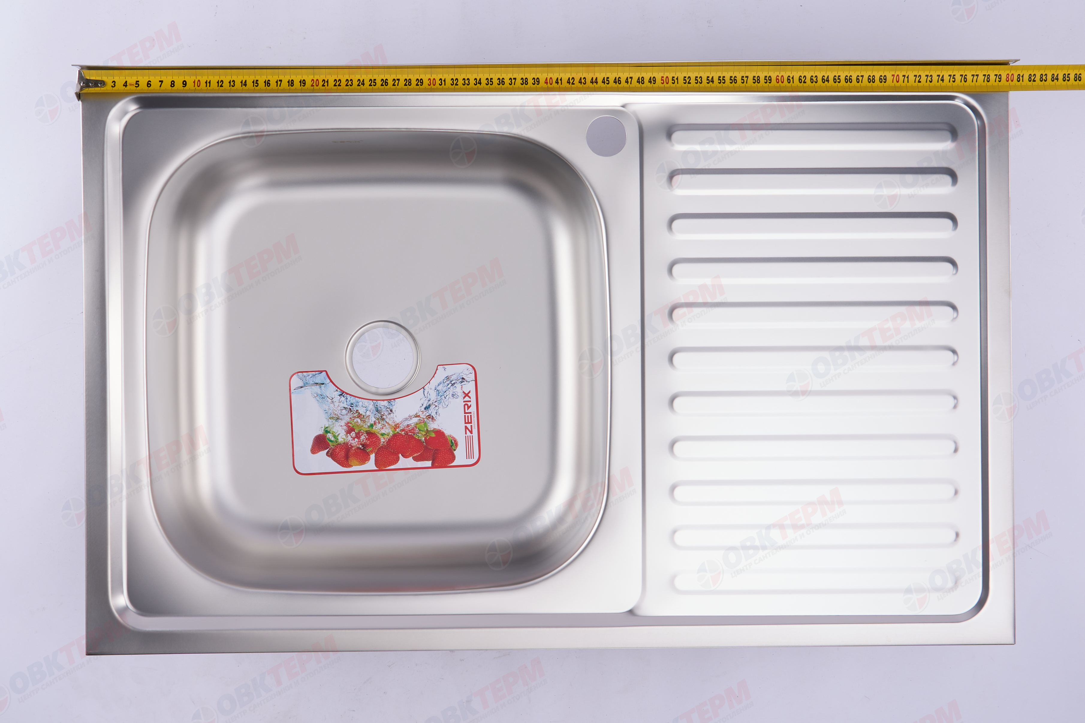 ZERIX мойка Z8050L-04-160E (SATIN) НАКЛАДНАЯ / без сифона (10шт/ящ) - миниатюра №7