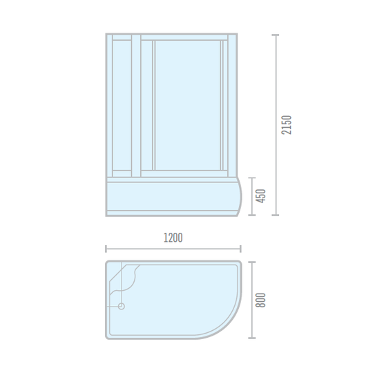 Душевая кабина ODA-8406 L P 120*80*215 (тонированное стекло 4мм,средний поддон) - Изображение №2