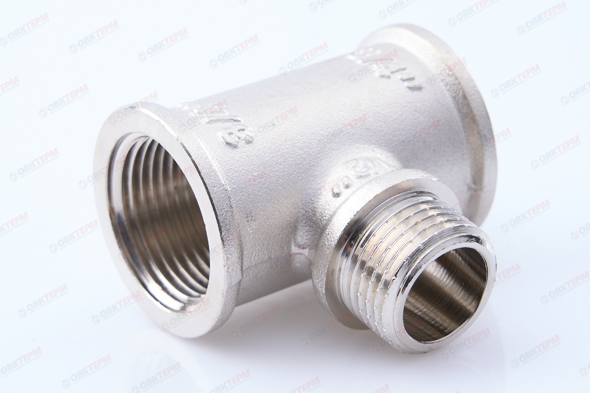 Тройник    3/4" - 1/2 - 3/4 внв  никель (Valtec)    (10уп/60ящ) - Изображение №1