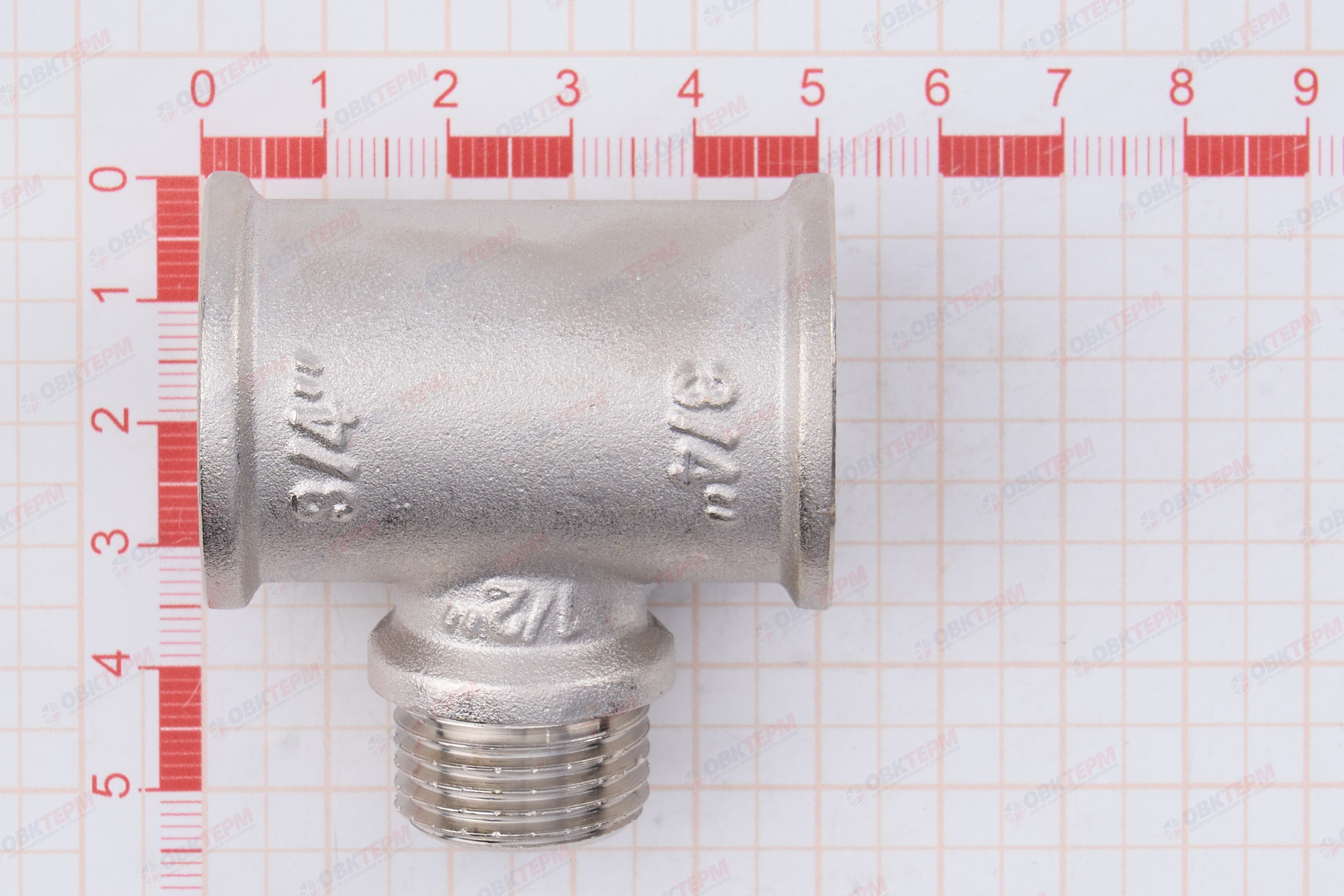 Тройник    3/4" - 1/2 - 3/4 внв  никель (Valtec)    (10уп/60ящ) - миниатюра №8
