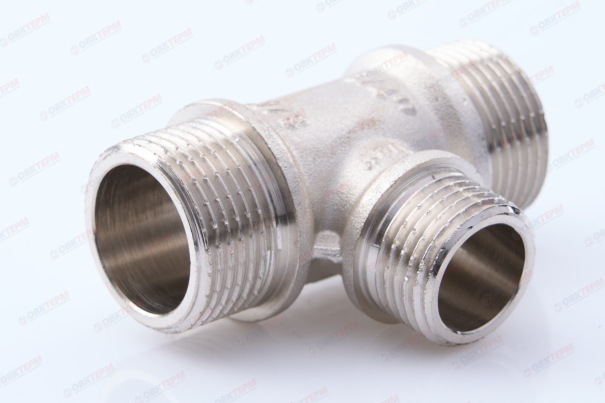 Тройник    3/4" - 1/2 - 3/4 ннн  никель (Valtec)   (10уп/80ящ) - Изображение №1