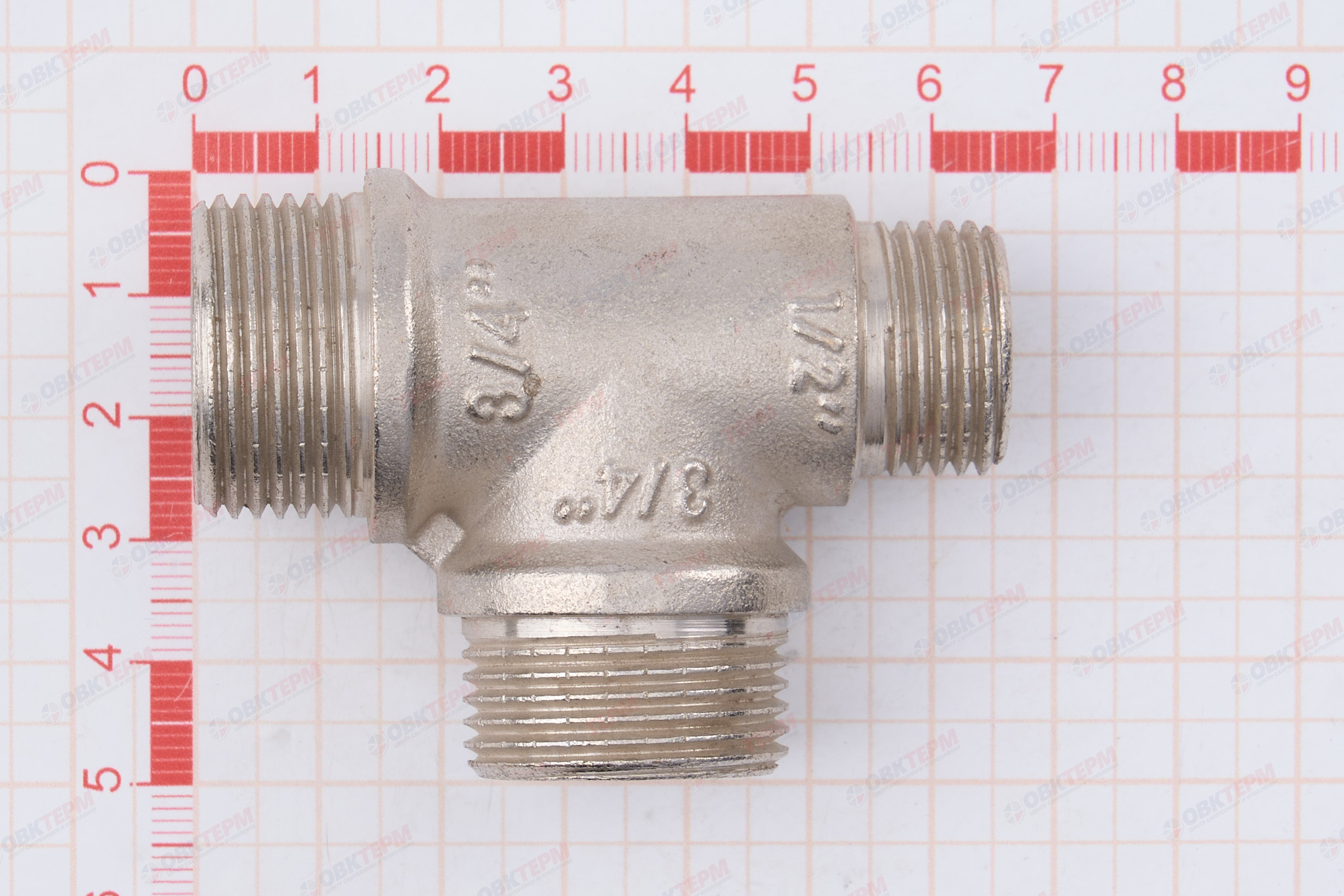 Тройник    3/4" - 3/4 - 1/2 ннн  никель (Valtec) - миниатюра №8