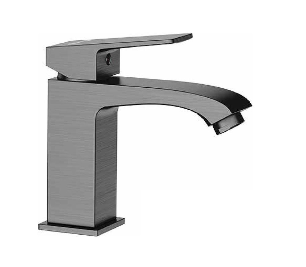 Смеситель д/раковины оружейная сталь F1076-9 (Ø35, аэратор М24, на гайке) FRAР - изображение №1