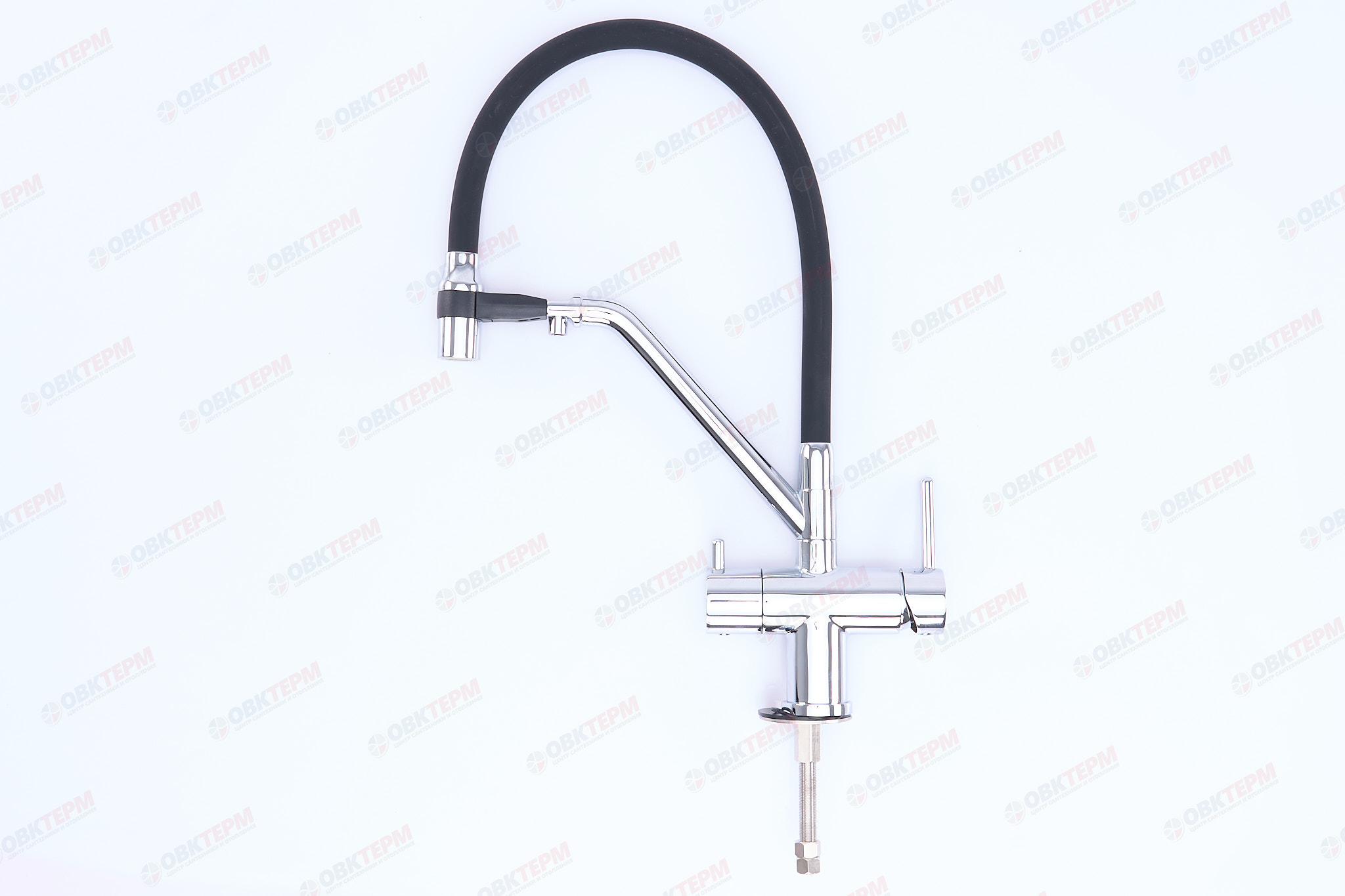 Смеситель д/кухни под ФИЛЬТР хром/черный G4398-80 гибкий излив (Ø35, на шпильке) GAPPO* - миниатюра №3