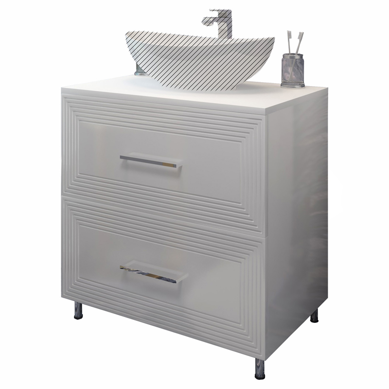 Тумба EvaGold 80 "Francesca" белый глянец (ум Олимпия560/Гамма560/Купер 560) с сифоном - изображение №1