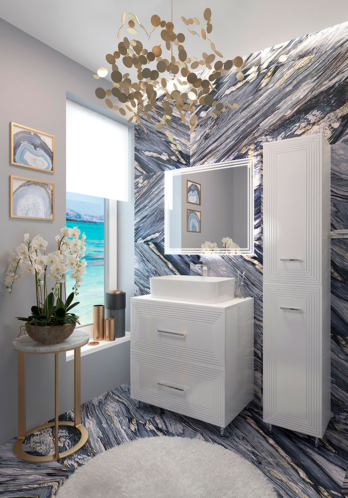 Тумба EvaGold 80 "Francesca" белый глянец (ум Олимпия560/Гамма560/Купер 560) с сифоном - миниатюра №3