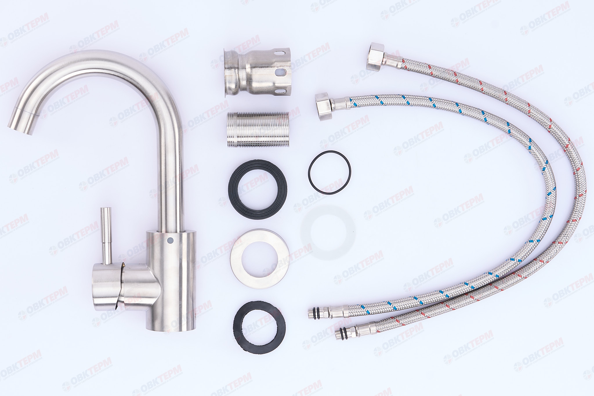 Смеситель д/умывальника нерж/сталь ZERIX - LUX-001-C   (катридж 35мм, на ГАЙКЕ) 10 шт/ящ - миниатюра №5