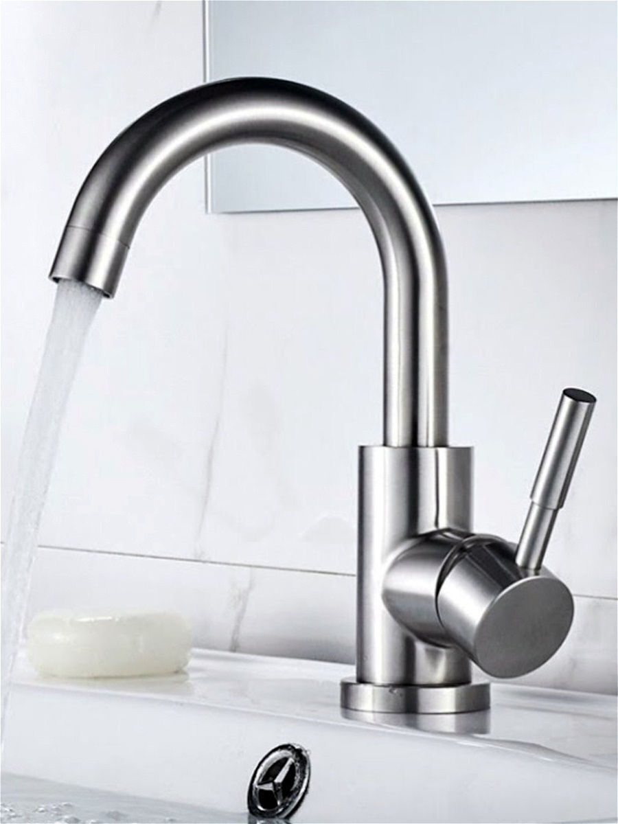 Смеситель д/умывальника нерж/сталь ZERIX - LUX-001-C   (катридж 35мм, на ГАЙКЕ) 10 шт/ящ - миниатюра №3