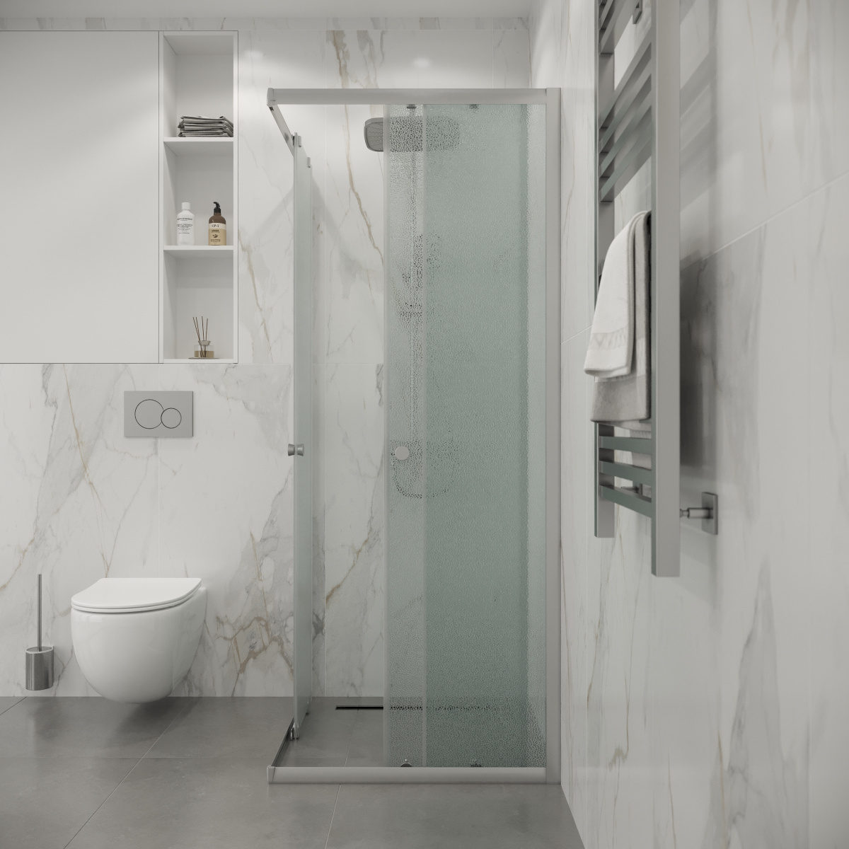 Душ. ограждение NIAGARA NG-1008-14QMT (800х800х1900) стекло матовое (БЕЗ ПОДДОНА) - Изображение №2