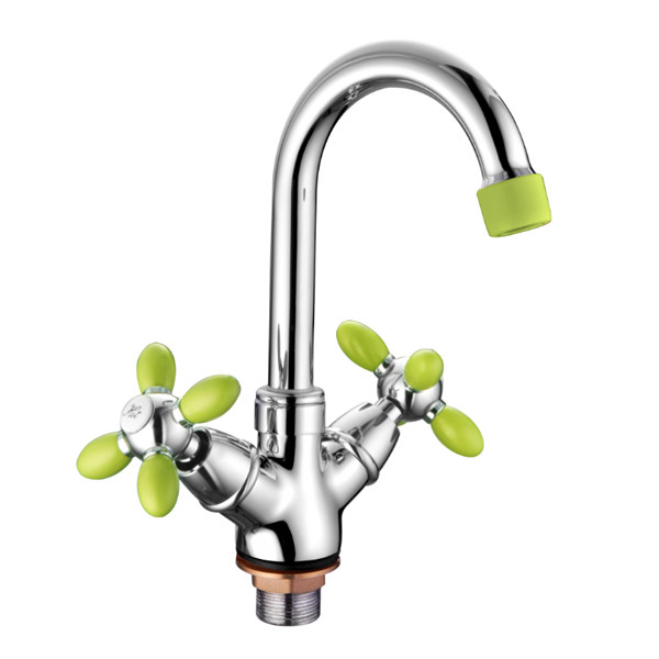 Смеситель д/умывальника буксовый ZERIX ROM-001 LR81010G Green (10 шт/ящ) - Изображение №1