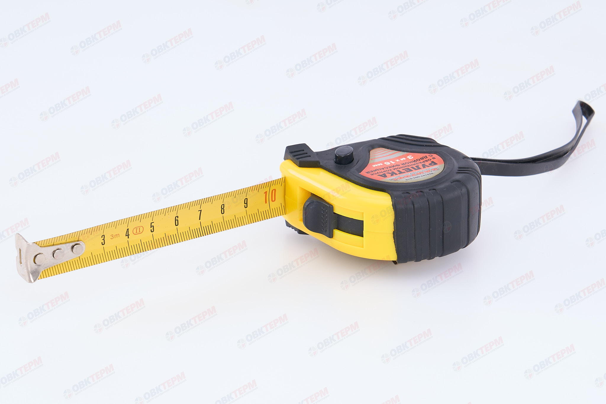 Рулетка 3м*16мм обрезиненный корпус, с двойной фиксацией SANTOOL - Изображение №1