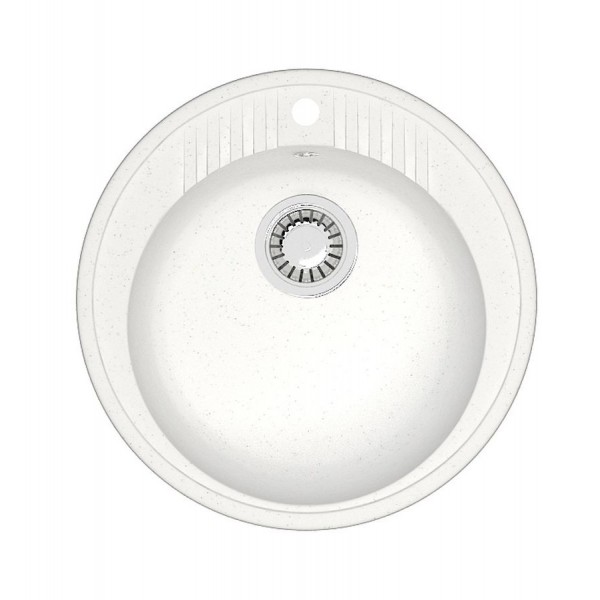 Мойка круглая 510х210мм Hiekka Valkoinen GRANMILL 26 белая - Изображение №1