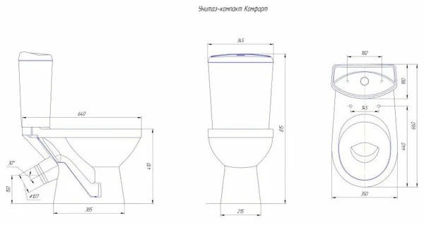 Унитаз-компакт  ROSA  "Комфорт ЛЮКС" (косой вып,антивспл, нижн.подв, SC, 2 реж) Ш350*В820*Г660 - Изображение №2