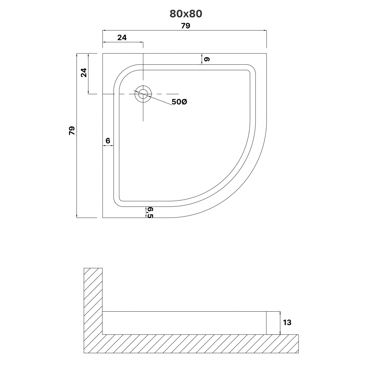 Душевой поддон NIAGARA NG-P8080-14 (800х800х130) - Изображение №2
