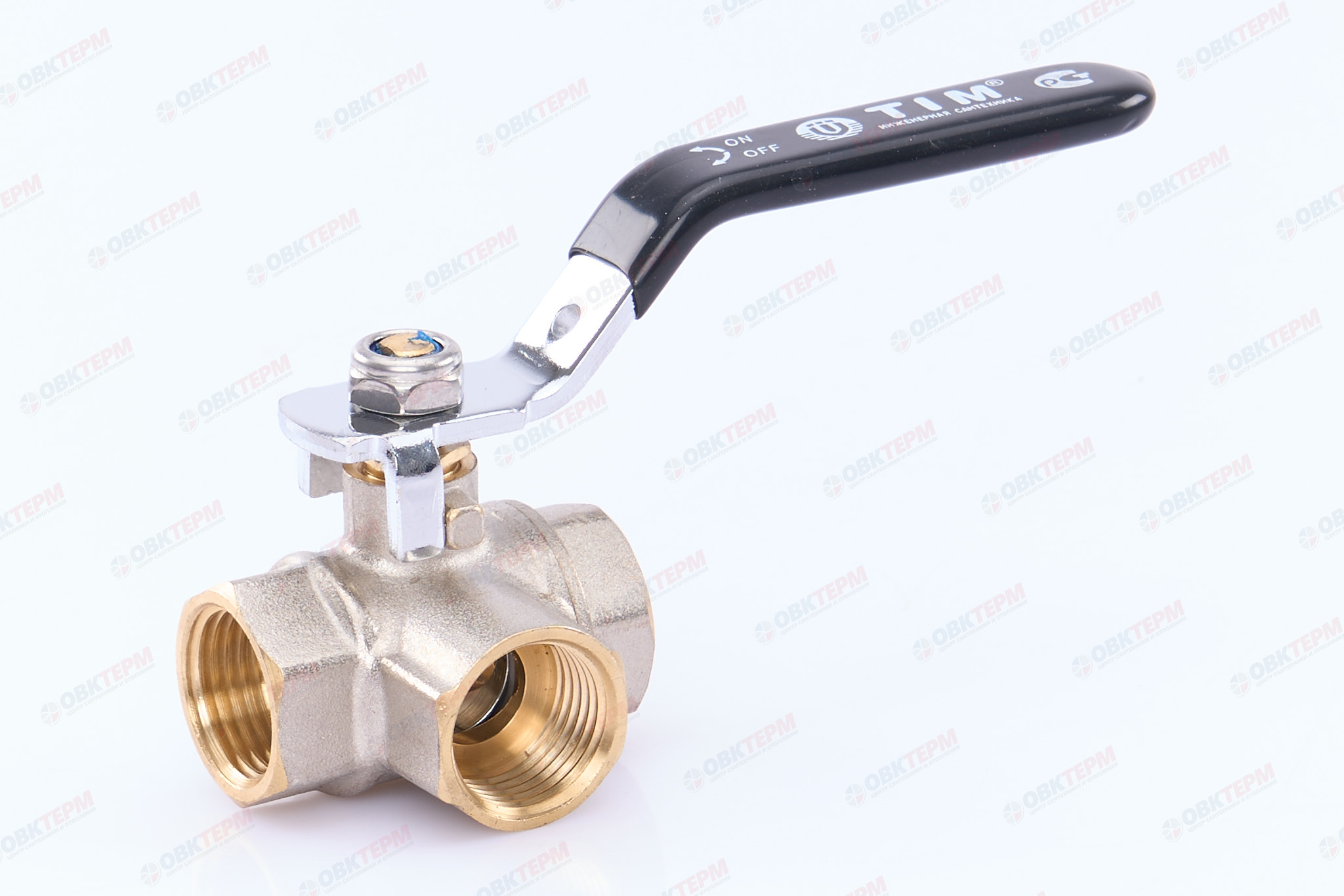 Кран 3-ходовой   шаровый     TIM     1/2" ВВВ (5шт/40 ящ) - Изображение №2