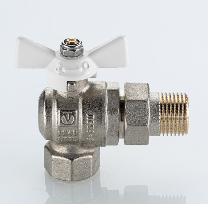 Кран шаровый с американкой      Valtec     3/4" ВН угловой (белая рукоятка) BASE ГОСТ (8/32) - Изображение №1