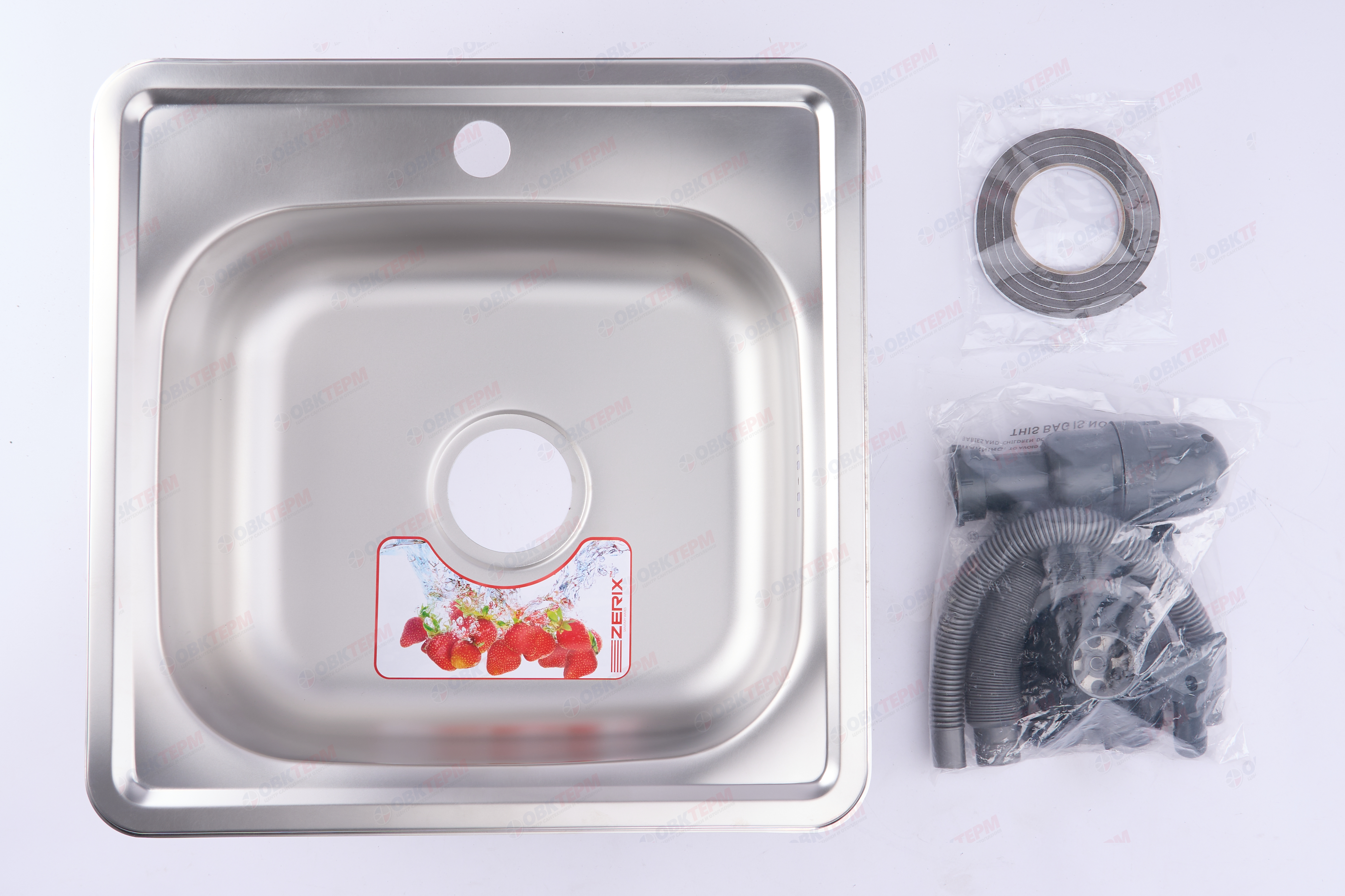 ZERIX мойка Z4848-06-160E (SATIN) ВРЕЗНАЯ /сифон (10шт/ящ) - миниатюра №10