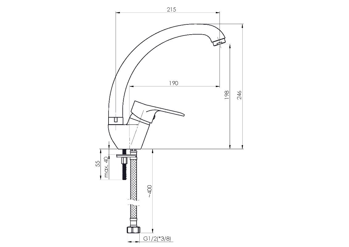 Смеситель д/кухни ZERIX TEO-4  048 Ø40 ГАЙКА   (10 шт/ящ) - миниатюра №2