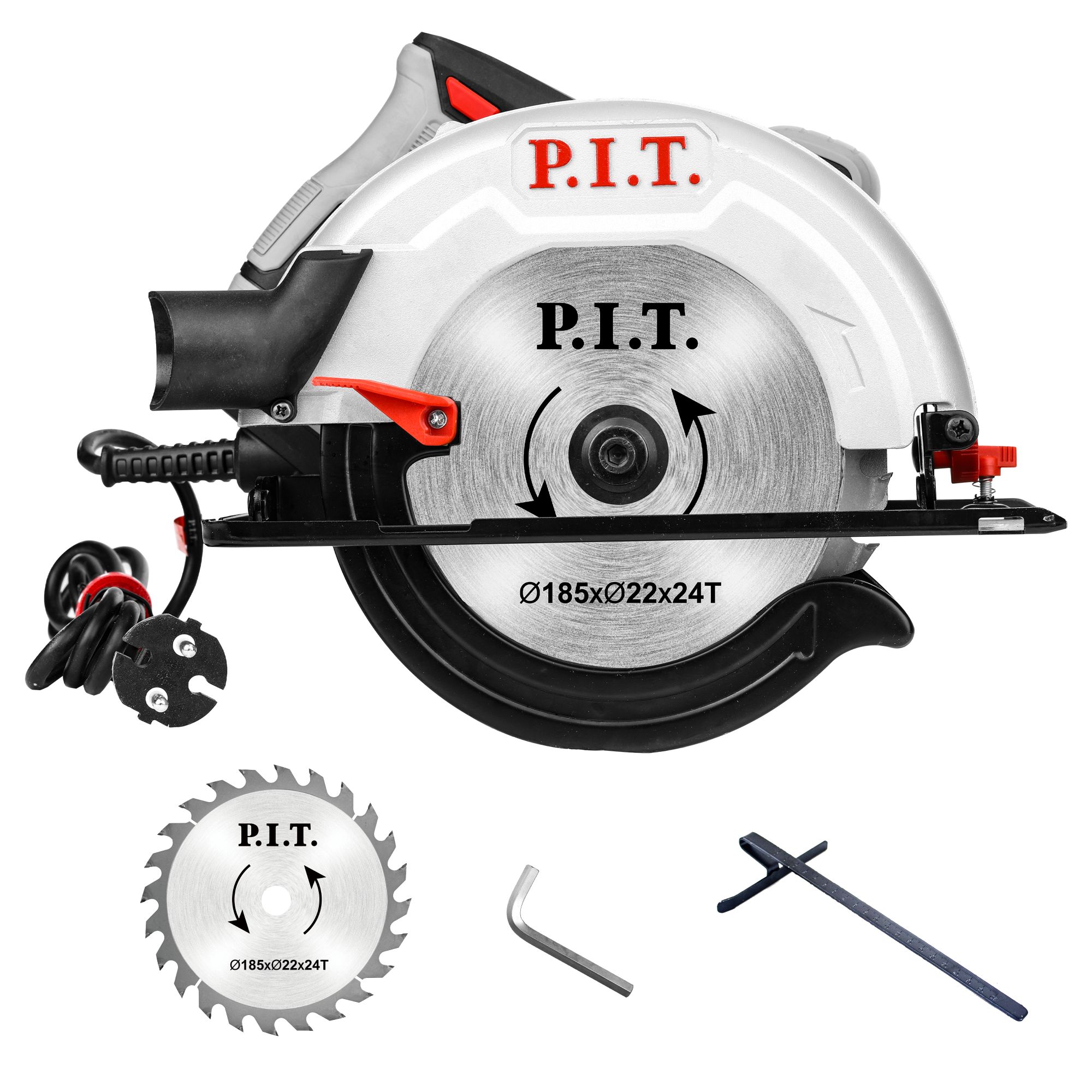 Пила циркулярная P.I.T. PKS185-C3 1400Вт, 5500 об/мин - Изображение №4